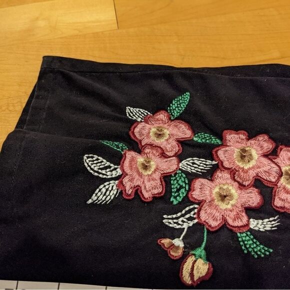 VINTAGE Venus Embroidered flared black pants cotton size 2 A3 - Picture 11 of 12